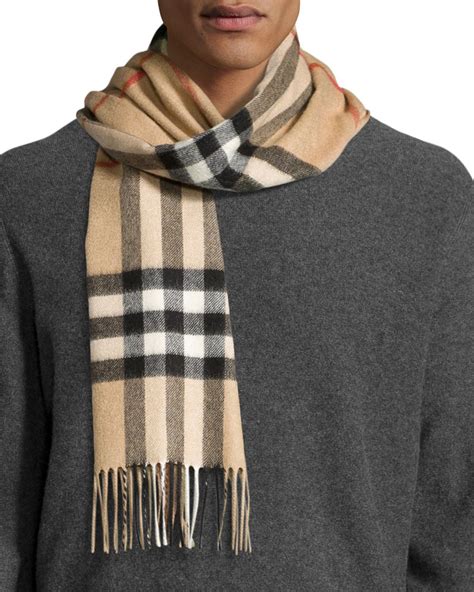 Burberry Men's Cashmere Giant Icon Scarf, Camel